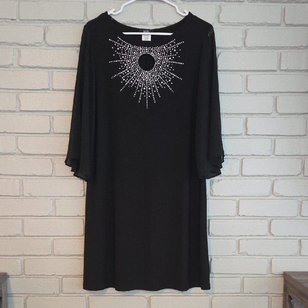 MSK Petite Black Dress with Sparkling Details